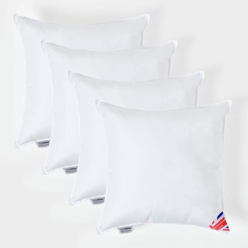 Homescapes Super-Mikrofaser Füllkissen 55x55 cm – 4er-Set Kissen wie Daunen, hypoallergene Kissenfüllung/Innenkissen für Dekokissen wie Sofakissen & Bettkissen oder kleine Kopfkissen