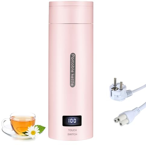 Reise Wasserkocher Klein, Elektrische Wassertasse,220V 300W Schnellkoch-Teekanne-Heizbecher mit Temperatureinstellung, mit Automatischer Abschaltung für Unterwegs（Netzkabel befindet sich im Becher）