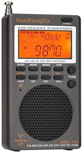 Radio à Affichage numérique à Matrice de Points FM/MW/SW/AIR/CB, écran LCD Pleine Bande, Lecteur récepteur de Canal VHF/UHF extérieur Portable