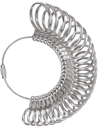 BPTRKOM 1 Juego de medidores de Anillos – Medidor de Anillos Profesional, medidor de Anillos de Metal con tamaños anglosajones de 0 a 13, Kit de Herramientas de Calibre de Dedo para joyería