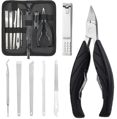 mercham Toe Nail Clippers for Ingrown & Thick Nails, Super Sharp Toenail Clippers Set, Stainless Steel Ingrown Toenail Tool Kit, Manicure Pedicure Tool for Men & Women (7 PCS)