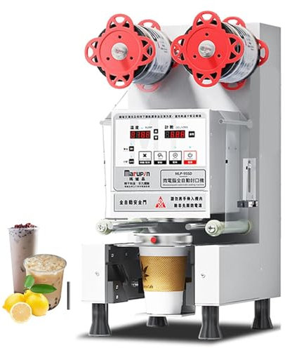 Fully Automatic Commercial Cup Sealing Machine, Electric Cup Sealer for Bubble Tea/Milk Tea/Juice, 550-700 Cups/Hour