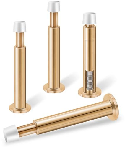 KOLAKO Door Stoppers for Wall, Spring Door Stop, 4.4 Inch Door Stoppers for Bottom of Door 4 Pack Long Door Stops Bumper Wall Protector, Rose Gold