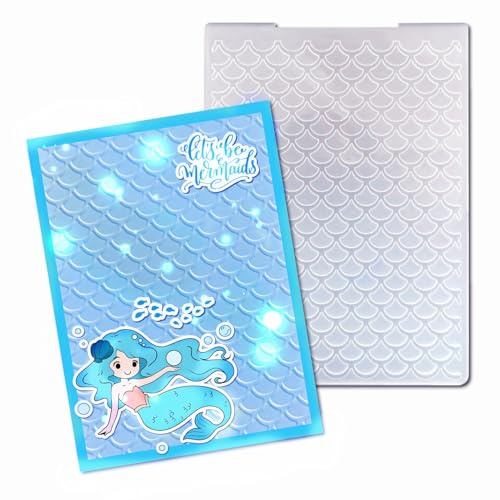 arriettycraft Prägeschablonen aus Kunststoff mit Meerjungfrauenschuppen für Kartenherstellung, Fisch-Drachen-Schuppen, strukturierte Prägeschablone für Scrapbooking, Seiten, Papierbasteln,