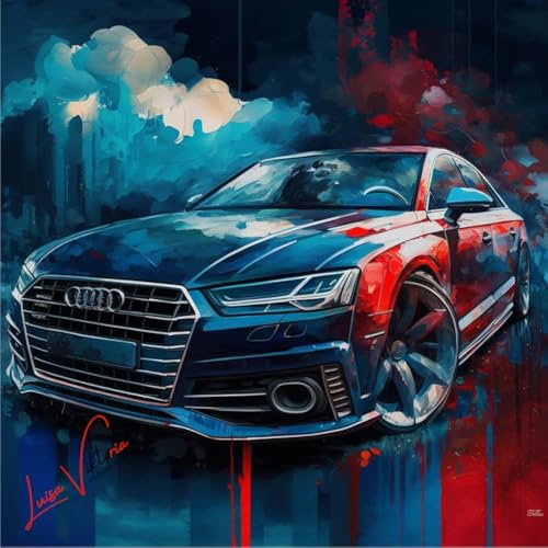 BestU Audi A8 Exklusives 60x60 cm Auto Wandbild auf leichtem Forex-Print. Von Luisa-Viktoria kunstvoll gestaltet, für einen naturnahen Akzent in jedem Raum