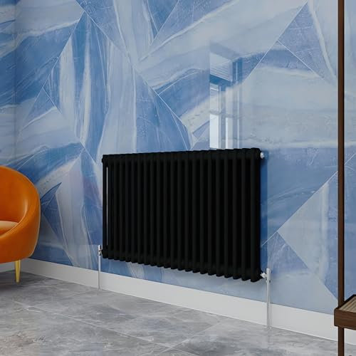 Traditional Household Cast Iron Radiator,Black Horizontal 600X1010mm 2 Column Suitable for Multi-Room Central Heating