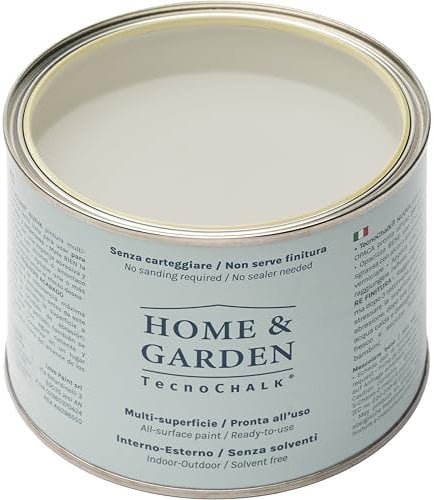 TecnoChalk® Home & Garden Nuova Chalk Paint Extra Forte - Non Richiede Finitura – Ricolora Senza Carteggiare Casa e Giardino - Vernice tutto-in-uno - Senza Solventi - Colore Pietra (500 ml)