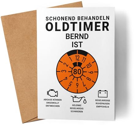 Kiddle-Design Personalisierte Geburtstagskarte 80. Geburtstag, Schonend behandeln Oldtimer ist 80, 80ter Geburtstag Lustiges Geldgeschenk Frau Mann, Karte Geburtstag