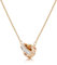 Linawe Rose Gold Dainty Necklace for Women, Interlocking Double Circle Pendant, Hypoallergenic Stainless Steel Chain, Moissanite Imitation Diamond Crystal Birthstone Rhinestone Necklaces