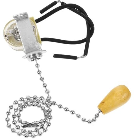 POPETPOP Pull Chain Light Switch for Ceiling and Wall Fixtures Chrome Replacement Cord Switch for Home Bathroom and Lighting Applications