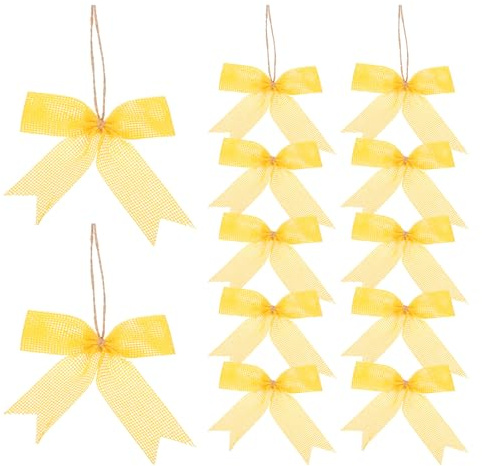 PATIKIL 7.5 cm Schleifen Deko, 12 Stück Schleifenknoten, Weihnachtsschleifen Geschenkverpackung für Geburtstag, Kommunion, Heimdekoration, Weihnachtsbaum, Adventskranz, Gelb