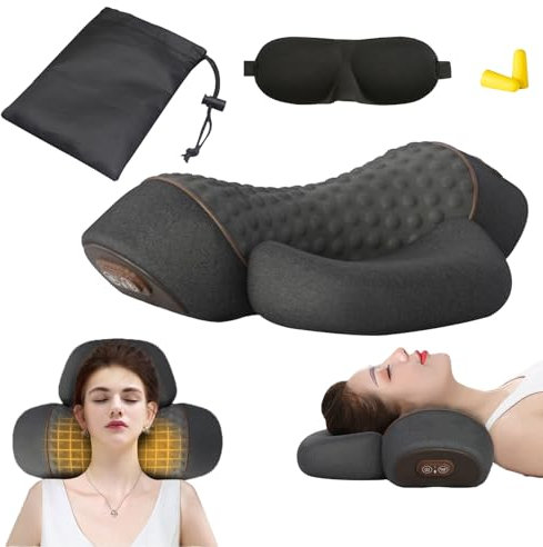 DriveNova Fisiorest - Massaggiatore 3 in 1 per il Collo Artuvate Cervicale, Massaggiatore Cervicale Elettrico Riscaldante, Massaggio Profondo e Rilassamento, con Trazione per Aiutare a Dormire (Nero)