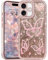 L-FADNUT Glitter Case for iPhone 16, Lovely Butterfly Pattern Bling Diamond Phone Case, Camera Protection Sparkly Slim Soft Silicone Back Cover for Women Girls for iPhone 16, Pink