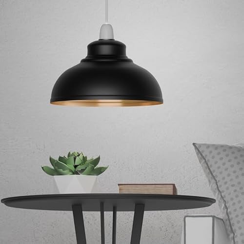 29cm Metal Lampshade, Easy Fit with 4cm Top Hole Modern Retro Vintage Pendant Light Shade for Kitchen, Living Room, Bedroom Cafe Decor Retro Replacement Lighting