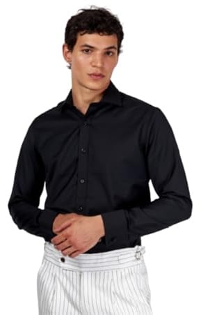 Xposed Mens Formal Dress Tux Shirt Double Cuff with Cufflinks Easy Iron Cotton Tailored Fit