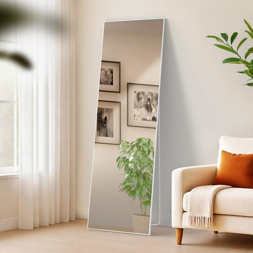 CLP Spiegel groß Benicia, Standspiegel und Wandspiegel in einem, Ganzkörperspiegel Metallrahmen in Mehreren Größen und Farben Farbe weiß matt Größe 160x50 cm