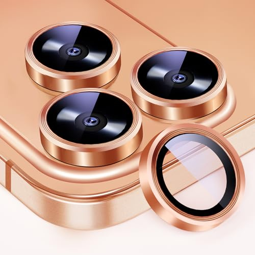 KEKBOXQ für 6 Stück Kameraschutz für iPhone 17 Pro Max/17 Pro/15 pro max/15 pro,[Starke Adsorption],Klar 9H Härte Kamera schutz Anti-Kratzer Ringabdeckung aus Metallglas Panzer Schutz Glas,Orange