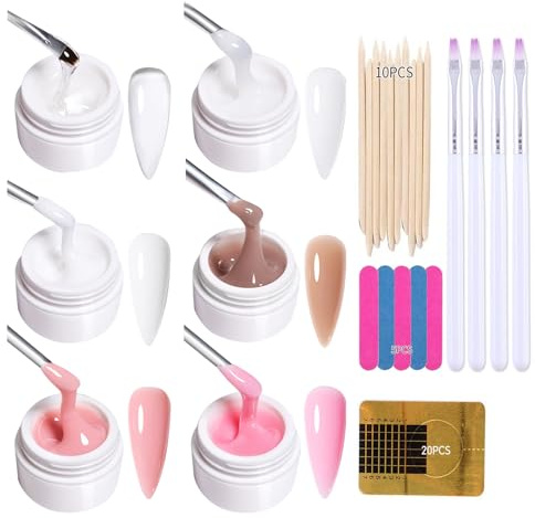 GZSYY Aufbaugel für Gelnägel Builder Gel 6PCS Nails UV Gel Set UV Aufbaugel
