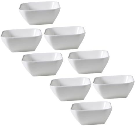 DIYEAH 8 pezzi Ciotole per Salse in Ceramica Bianca Quadrate Piattini per Salsa Soia e Condimenti per Sushi e Aperitivi Impilabili e Salvaspazio