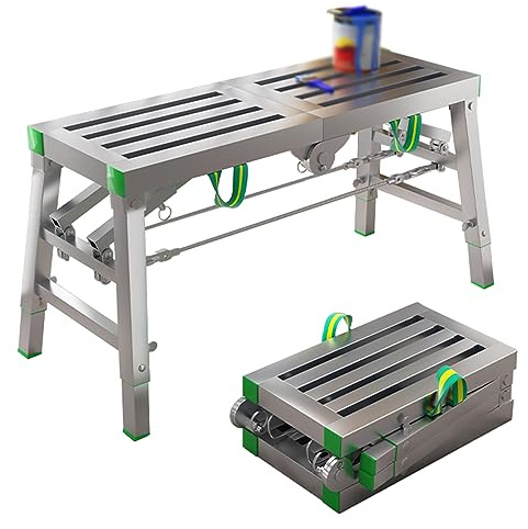 DRFGNF Klappbares Gerüst, tragbarer Gerüstturm, Arbeitsplattform, Leiter, Hocker, Bank für Deckenmontage, Tragfähigkeit 880 lbs, höhenverstellbar, 5 Stufen