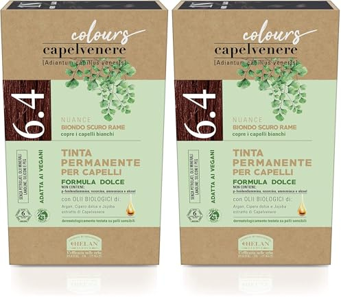Helan, Capelvenere Colours 6.4 Rubio Oscuro Cobre Tinte Permanente Pelo Sin Amoníaco (Paquete de 2)