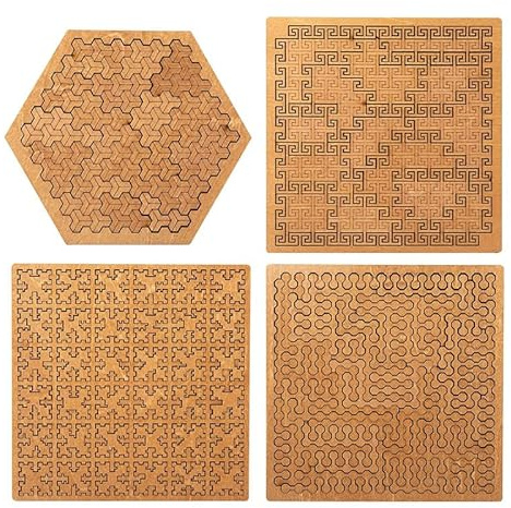 Puzzles FüR Erwachsene - Holz-Geometrie-Spielzeug,Reverse Thinking Challenging No Image Puzzle,Tray Puzzles for Adults,All Edge Piece Puzzle,Mind-Bending Brain Hard Irregular Wooden Jigsaw