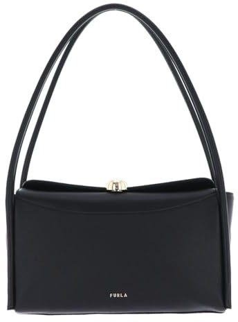 Furla Leder Schultertasche Nicole Boston Bag Nero schwarz