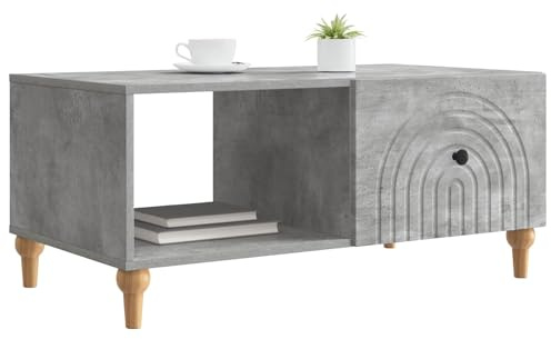 vidaXL Couchtisch Betongrau 90 x 50 x 40 cm Holzwerkstoff, Modernes Wohnzimmertisch, Vintage-Look, multifunktional, viel Stauraum, toller Mittelpunkt, vielseitige Deko