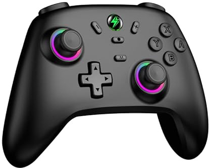 HELLCOOL 【Hall-Effect-Joysticks】 Switch Controller für Nintendo Switch 2/OLED/Lite, Kabelloser Switch Pro Controller mit RGB-Licht, 6-Achsen-Gyro, 3-fach Turbo, 3-stufige Vibration, 1000mAh Akku