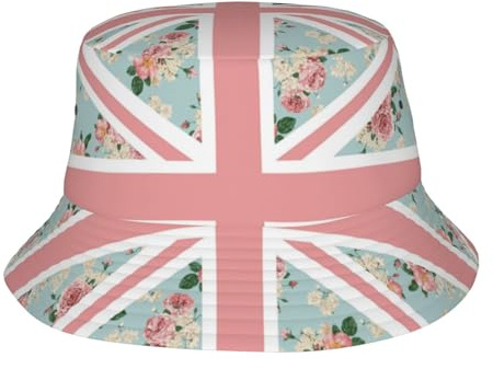 YOFIEN English Roses Union Jack Flag Bucket Hat for Woman Men, Mens Women Summer Hats