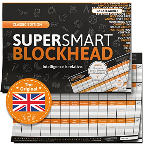 SUPER-SMART-Blockhead - Intelligence is Relative: DIN-A3 Block mit 50 Blatt, 52 lustige Kategorien bringen jeden Hobbydenker ins Schwitzen. Spaß garantiert!, Pro Runde (13 Begriffe) 2 Minuten