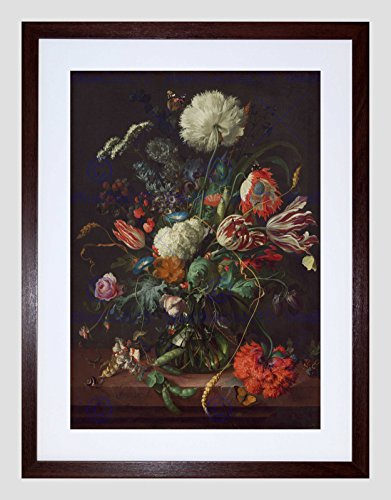 JAN DAVIDSZ DE HEEM DUTCH VASE FLOWERS BLACK FRAMED ART PRINT B12X5293