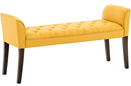 CLP Chaiselongue Cleopatra I Stoff-Bezug I Polsterbank, Farbe:gelb, Gestell Farbe:antik-dunkel