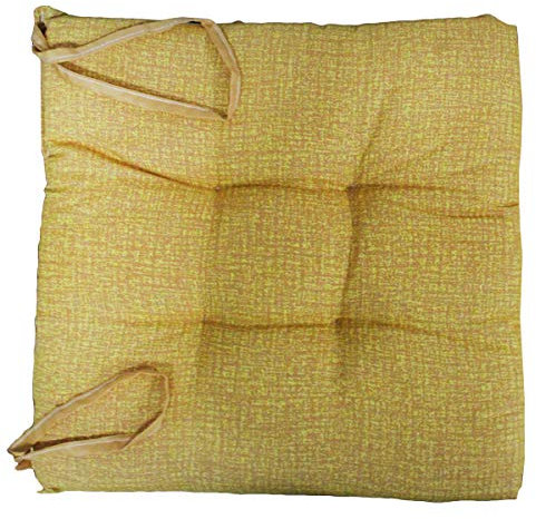 Russo Tessuti 6 Cuscini Sedie Cucina Coprisedia Imbottiti Laccetti Vari Colori Tinta Unita-Giallo