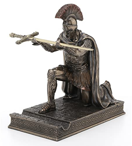 Roman Commander kniender Brieföffner/Stifthalter, Bronze-Finish
