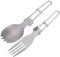 Alomejor Tenedor Plegable Cuchara Plegable portátil Cuchara de Titanio Tenedor Plegable Senderismo Utensilios de Camping Vajilla(Fork + Spoon)