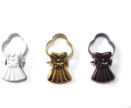 TENDAGGIMANIA Ganci per Tende da Interno Pinze-Colore: Oro Lucido- Clip Mollette per Tende Stile Barocco (Confezione 10 Pezzi)