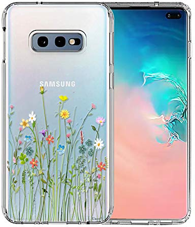 Unov Hülle Kompatibel mit Galaxy S10e Hülle klar Transparent Schlanke Schutzhülle Weich TPU Stoßstange Geprägtes das Muster Stoßdämpfung 5.8 Zoll (Blumen Blumenstrauß)