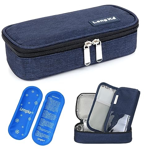 YOUSHARES Trousse Isotherme Insuline - Sac Isotherme pour Médicaments Voyage pour Stylo à Insuline Diabétique, Vaccin, Seringues avec 2 Poches de Gel (Bleu)