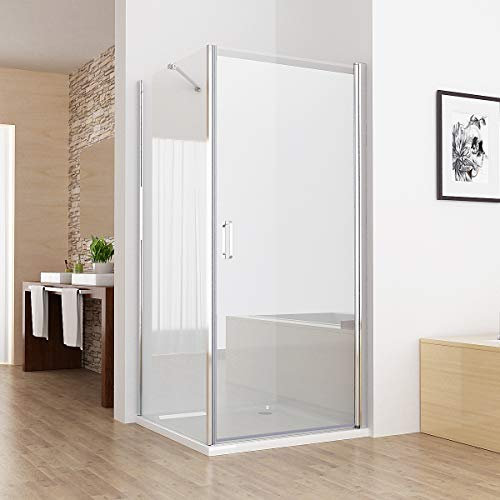 MIQU Duschkabine 75x75 x185cm Eckeinstieg Dusche Schwingtür pendeltür 75 Seitenwand 75 NANO Glas