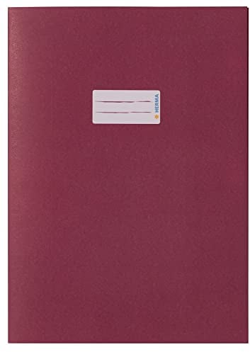 HERMA 7047 Heftumschlag A4 Papier Weinrot, Hefthülle mit Beschriftungsfeld aus extrem kräftigen Papier & satten Farben, Heftschoner für Schulhefte, farbig