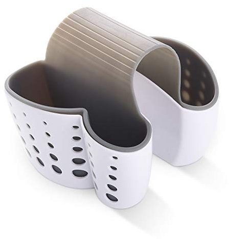 Keador Support d'éponge pour évier de cuisine, double support pour évier de cuisine, porte-savon suspendu support d'éponge panier de vidange en plastique pour robinet de selle pour récureurs
