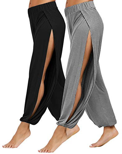 PACBREEZE Damen Yoga Haremshose Seitenschlitz Jogger Active Workout Sweatpants Strand Cover Up Pants - - XX-Large