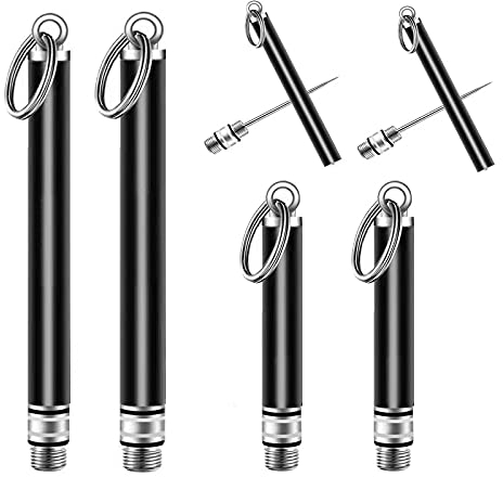 4 Reusable Titanium Toothpicks with Protective Holder - Mini Metal and Stainless Steel Portable Set for Household and Outdoor Use (2 Long & 2 Short, Black)