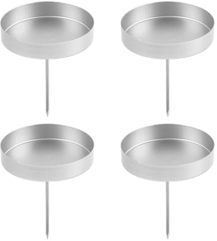 Kerzenhalter Adventskranz, 8 cm Kerzenständer Silber 4 Stück, Adventskerzenhalter Metall, Kerzenhalter Stumpenkerzen, Stabkerzenhalter Kerzenteller für Adventsgirlande Blumentopf Decoration