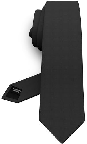 Bow Tie House Premium Herren Krawatte in schmaler Ausführung aus Gabardine-Matt-Material für klassische Halsbinden bei Anzügen (01 Schwarz, Schmal - 6 cm)