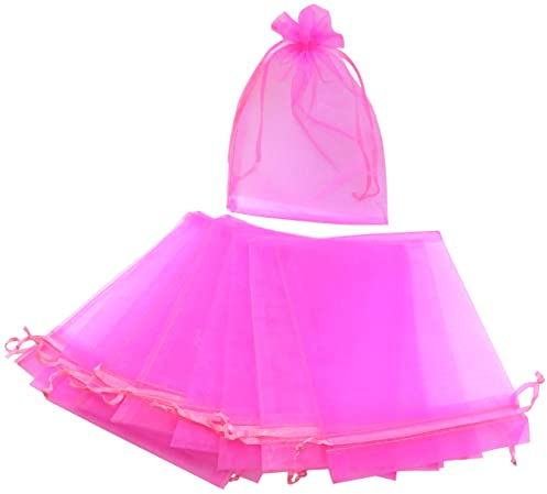AERZETIX - C53887 - Satz von 10 Beutel/taschentaschen/geschenkbeutel aus transparentem organza/schmuck 120x170 mm - kordelzugverschluss - farbe rosa fuchsie