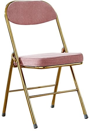 LHX Faltstuhl Corduroy Stoff Stuhl Verdickte Metall Klappstuhl Net Rot Foto Stuhl Rückenstuhl Esszimmerstuhl Fotografie Basis Faltstuhl (Color : Pink)
