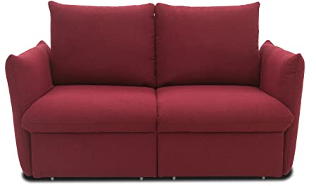 DOMO. collection Sofa Cloud Box, 2-Sitzer mit Schlaffunktion und Boxspringfederung, 2er Couch mit Bettauszug, Schlafsofa, Boxspringsofa 180 x 97 x 100 cm (BxTxH), bordeaux