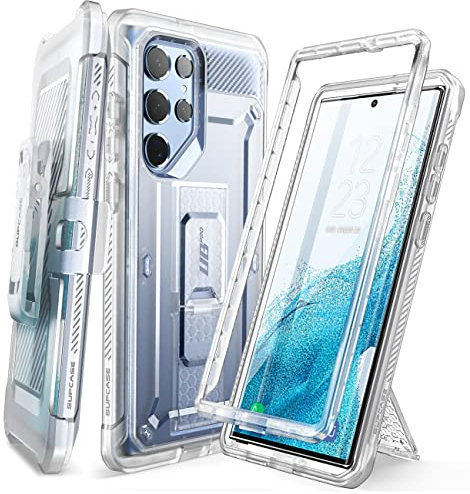 SUPCASE Unicorn Beetle Pro Series Case for Samsung Galaxy S22 Ultra 5G (2022 Release), Full-Body Dual Layer Rugged Belt-Clip & Kickstand Case Without Built-in Screen Protector (Frost Clear)